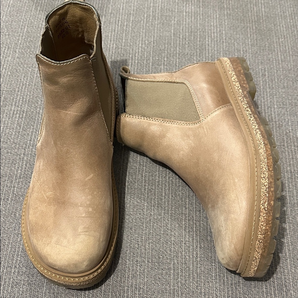 Birkenstock Beige Leather Chelsea Boots-unisex women/men